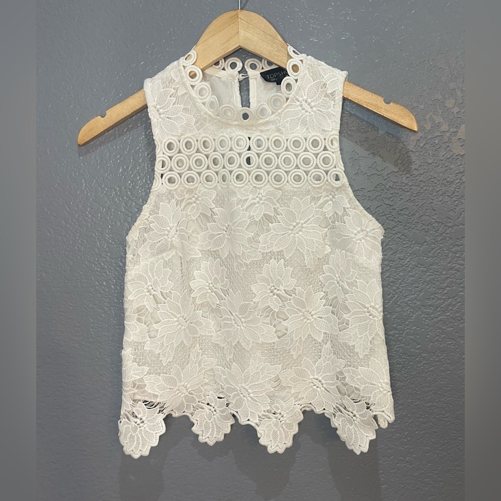 Topshop Floral Lace Shell Top - Picture 5 of 8